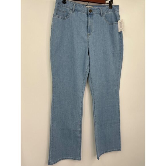 LOGO by Lori Goldstein Lightweight Bootcut 5-Pocket Jeans Light Wash 14 NWOT - Picture 2 of 7